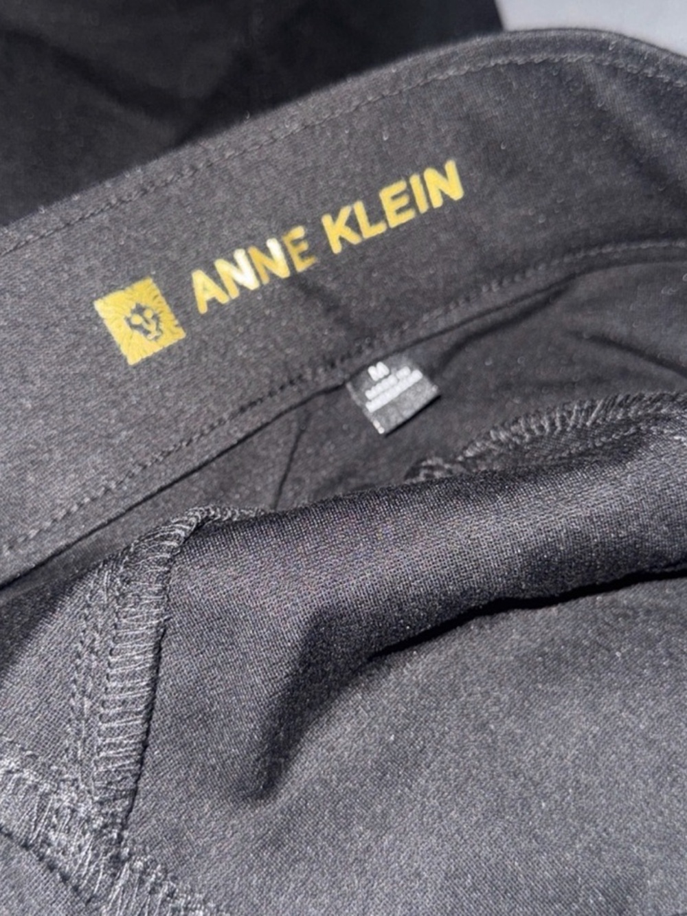 Anne Klein Black Top with Gold Logo Accent